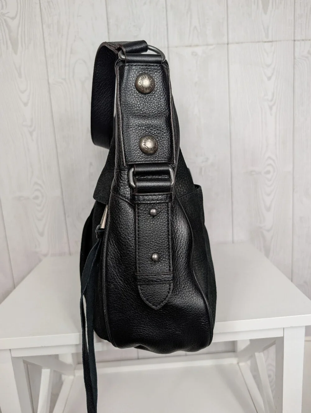Aimee Kestenberg High Riser Hobo Leather Purse Black with Leopard Print Lining
